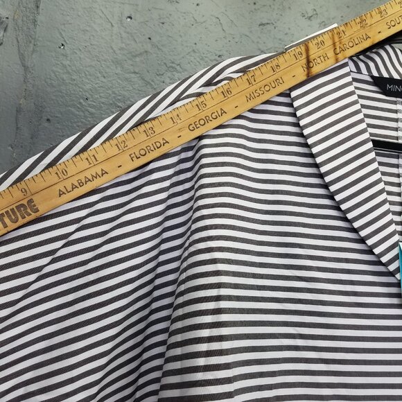 Ming Wang Heritage Fit Blouse Women's L Poplin Shawl Collar V-Neck Stripe NEW - Picture 14 of 16